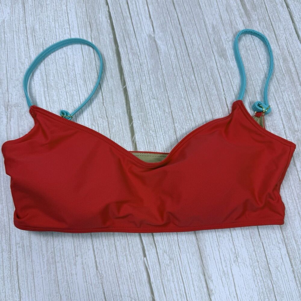 Summersalt Marina Bikini Top Red Blue Swimsuit Size 6 Lined Wireless